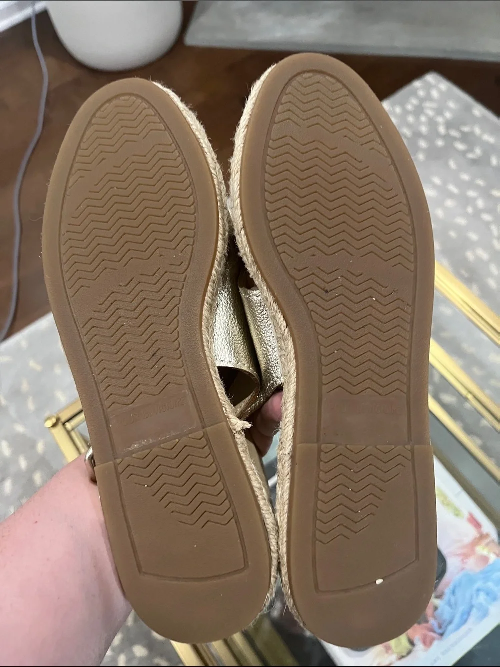 Pour La Victoire Metallic Gold Women's Slingback Espadrille Sandals